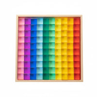 100 Pieces Translucent Acrylic Cubes High Light-Transmitting Property Gem Building Blocks Stackable Rainbow Color Block Set for Young Children, Kids