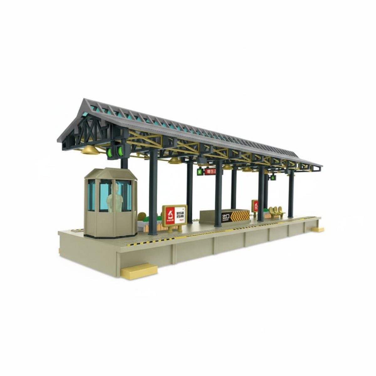 Railway Stop with Canopy Realistic HO Model Railway Station Stop Painted for Hobbyists, Dioramas