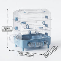 Large Hamster Cage for Hamsters, 2-Level Acrylic Syrian Hamster Cage with Tunnels, Full Transparent Rectangular Shape for Indoor Use, Detachable
