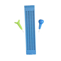 Blue 4-Line 28-Cell Braille Writing Board with Stylus - Multiple Colors