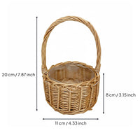 Round Wicker Basket with Handle Rustic Style Decorative Container for Wedding, Party Decoration, Home Decor