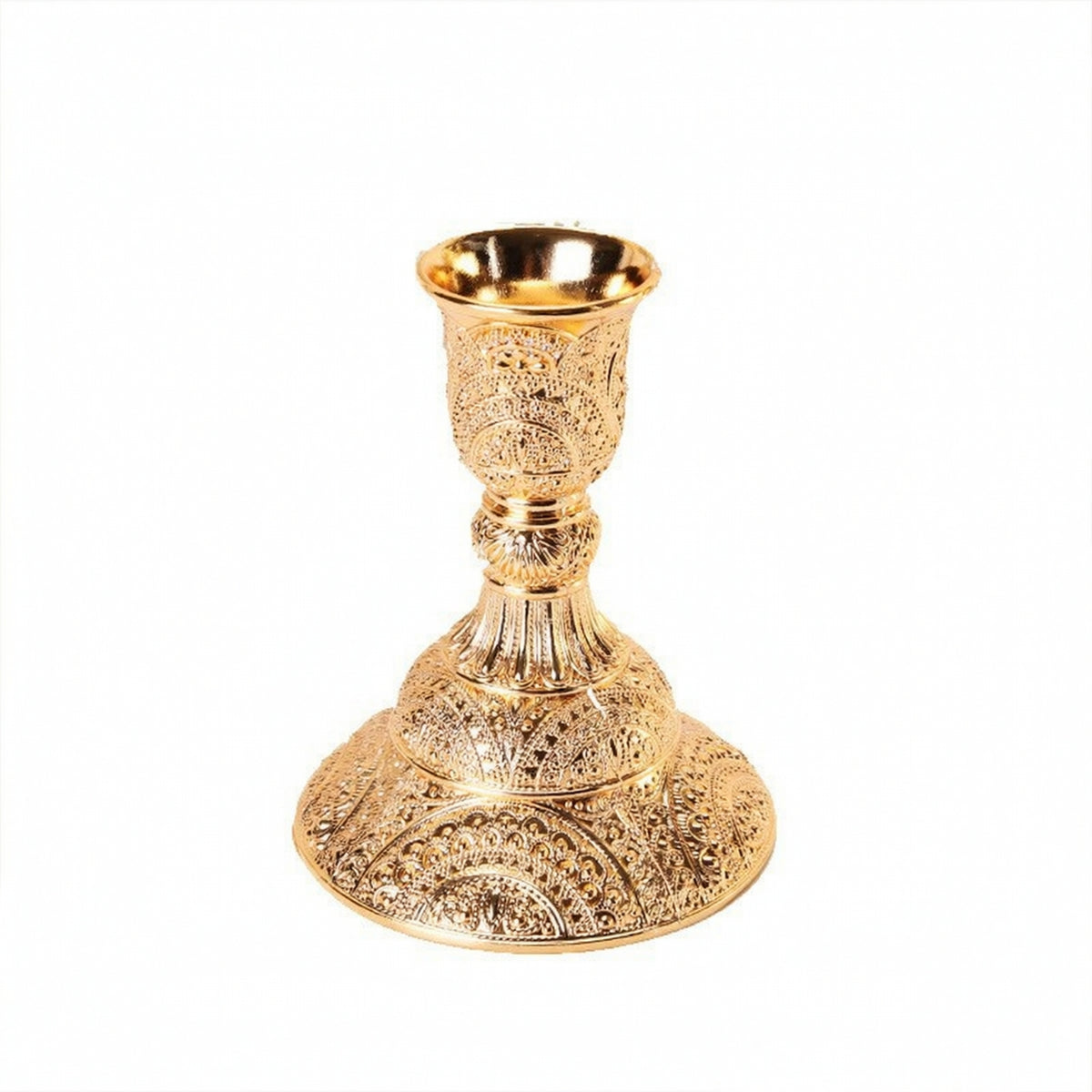 Ornate Candlestick Holder Shiny Candle Holder with Round Base Classic Sturdy for Dining Table