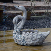 Garden Swan Flower Pot with Roman Column Decorative Ornament