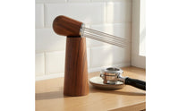 Industrial Stirrer Espresso Tool Coffee Stirrer Needle Distributor Crafted from Stainless Steel with Wooden Base for Consistent Grounds Distribution Suitable for Home Cafe Office