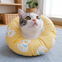 Pet Cone for Dogs and Cats, Cartoon Pet Cone with Drawstring, Textile Donut After Surgery to Prevent Bite Lick, Universal Fit Pattern