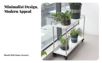2-Tier Rolling Flower Rack With Wheels Rolling Flower Trolley Multi-Functional strongDuty for Home Decorators, Balcony