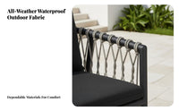 3 Pieces Woven Design 3-Piece Rattanand design Chat Set Weather-Resistant Outdoor Furniture Glass surface Patio Furnishing Anti-Rust Frame for Business Owners, homeowners, pairs, Garden, Balcony, Terrace, Backyard