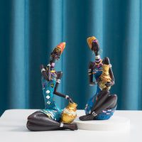 African Woman Resin Figurine for Home Decor, Modern Art Style