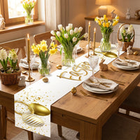 Easter Table Runner Easy to Clean Easter Party Table Cover Reusable Festive Dining Tablecloth for Event Planners, Restaurant Owners, Parties