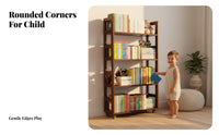 Multi-Tier Mobile Book Organizer Double-Sided Use Mobile Book Cart 360° Rotating Wheels Space-Saving Design for Playroom