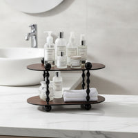Compact Vanity Shelf with Spindle Legs | 2-Tier, Tabletop Storage Rack, for Dresser