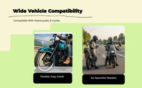 Motorcycle Tire Pressure tracking System, cordless TPMS, live LCD display, waterproof, temperature alarm, compatible with multiple design S of S designs.