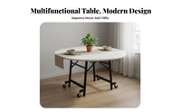 Extendable Design Folding Round Table Seats 4-6 People Folding Dining Table Sturdy Construction Installation-No-Cost for Restaurant Owners, Apartment Dwellers, Small Areas, Banquet Hall, Living Room, Breakfast Nook