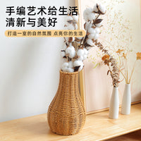 中式手工编织桌面插花瓶仿真装饰花器插花篮禅意鲜花花瓶套