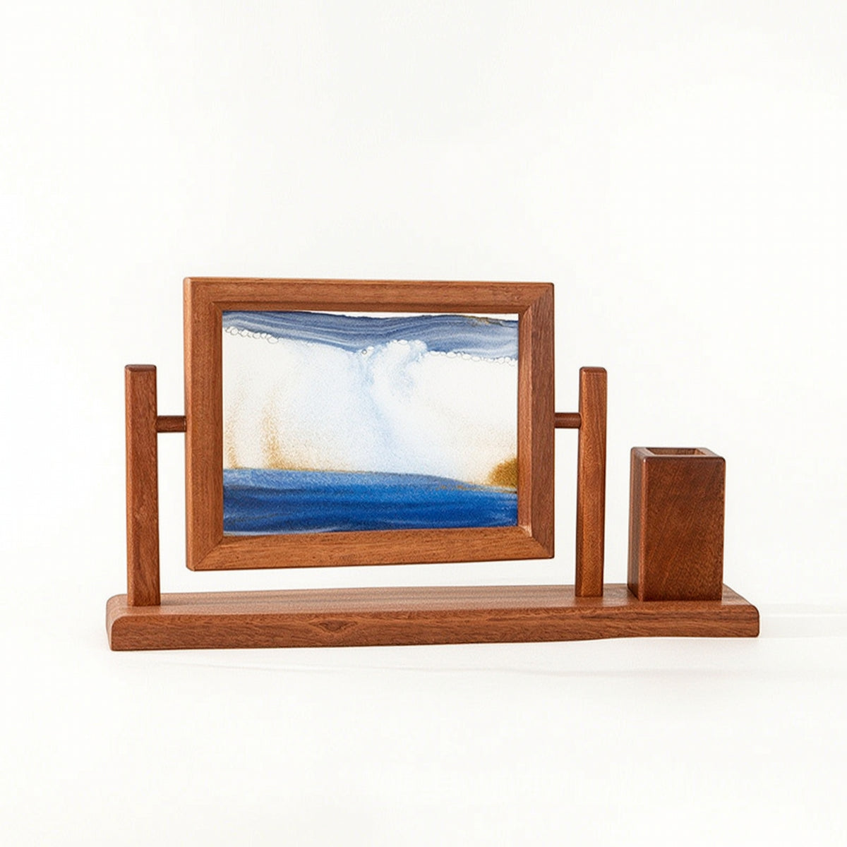 Sand Art Frame with Pen Holder Rectangular Rotating Sand Art Frame Relieving Desk Organizer for Professionals, Students, Office