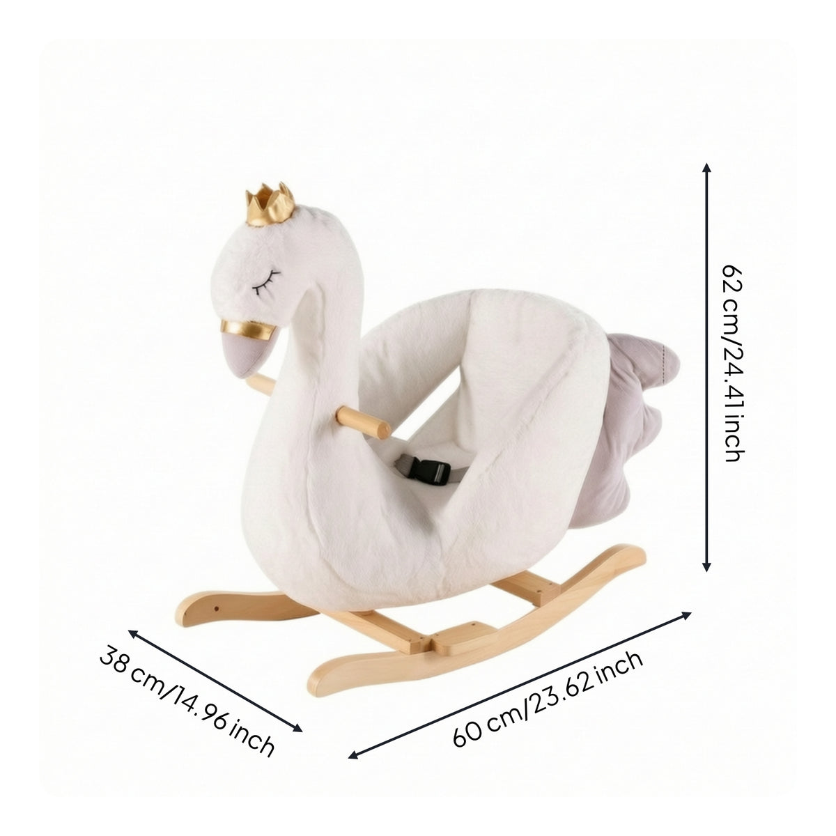 Swan Rocking Chair Soft Rocking Swan Wooden Rideriding Toy for Young Children, Nursery, Playroom