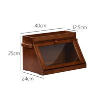 Bamboo Bread Box Flip-down Door Bread Box with Window Dust Resistant