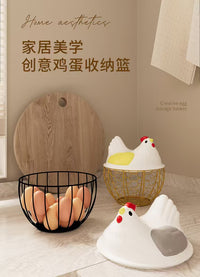 Kitchen Storage Basket with Lid, Metal Wire Basket for Eggs, Vegetables, Fruits