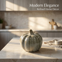 Flower Vase with Pumpkin Shaped Glazed Finish for Halloween Decor, Compact Ceramic for Tabletop Display, Living Room Ornament
