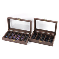 Retro Wooden Sunglasses Storage Box with Transparent Lid, Multi-Compartment