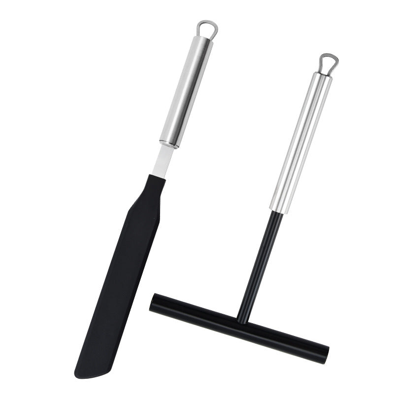 Stainless Steel Crepe Spreader and Spatula Set with Silicone Brush, Home Kitchen Tool