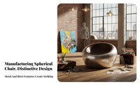 Aeronautic Spherical Chair Spherical Sphere Design Statement Armchair Rotating Base Upholstered Interior for Business Owners