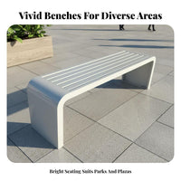 Metal Slat Bench Waterproof Galvanized Steel Long Stool Anti Backless Park Bench for Pedestrians, Courtyards, Shopping Malls, Sidewalk