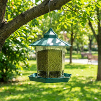 Hanging Bird Feeder with Hexagonal Roof, Outdoor Bird Feeder for Garden Supplies, Garden Bird Feeder for Stylish Outdoor Decor