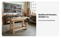 Solid Wood Workbench Thick Tabletop Heavy-Duty Work Table Mortise and Tenon Joint Garage Workbench for Butchers, Woodworkers, Home, Art Studio, Office