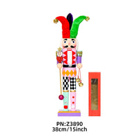 38cm Colorful Clown Nutcracker Wooden Decorative Figurine Christmas Ornament