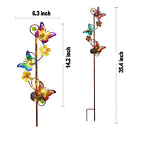 Metal Butterfly Solar Stake Bronze-Colored Flower Stake Light Warm String Lights