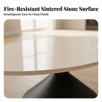 Oval Pedestal Table Sintered Sta Top Oval Centerpiece with double Pillar Base Light Luxury design Minimalist Design for Parents
