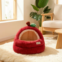 Enclosed Pet Bed Semi-Enclosed Cave Bed Soft Pet Bed with Removable Pad for Kittens, Small Dogs, Living Room, Bedroom