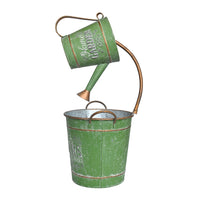 Green Floral Bird Relief Iron Flower Pot, Garden Home Balcony Decorative Ornament, Creative Vintage Iron Planter