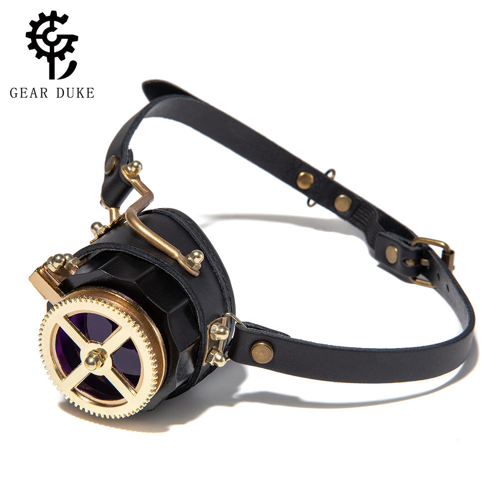 Steampunk Industrial Retro Goggles with Purple Lenses and Metal Frame