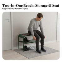 2-Tier Shoe Organizer with Seat Modern Minimalist aesthetic Entryway Bench