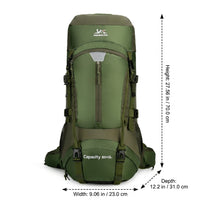 Large Rucksack 56-75L, Water-Resistant Hiking Backpack with Rain Cover, Nylon Rucksack for Hillwalking Scotland & Day Trips UK