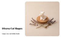 Cute Cat Figurine Lifelike Pose Realistic Kitten Model Multi-Purpose for Desktop, Car Dashboard, Bookshelf