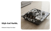 Marble Pattern Top Square Coffee Table Modern Design Square Block Coffee Table Minimalist aesthetic Living Room Furniture Sturdy Construction for Homeowners, Interior Designers, Families, Lounge Area, Home, study alcove