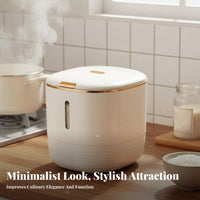 Food-Grade Material Rice Storage Container Large Capacity Rice Storage Bin Single-Press Access Lid for Kitchen, Countertop