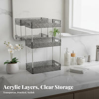 Tiered Cosmetic Holder Space-Saving Countertop Organizer Clear Design for Adults