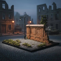 1/35 Scale WW2 Street Junction Diorama Historic Setting Street Lamp Base Scene Detailed Texture Cobblestone Wall Display Base
