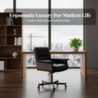 Highspine Managerial Chair Genuine Leather Highspine rotate Armchair Comfortable for Long Sitting sturdy Wood Construction