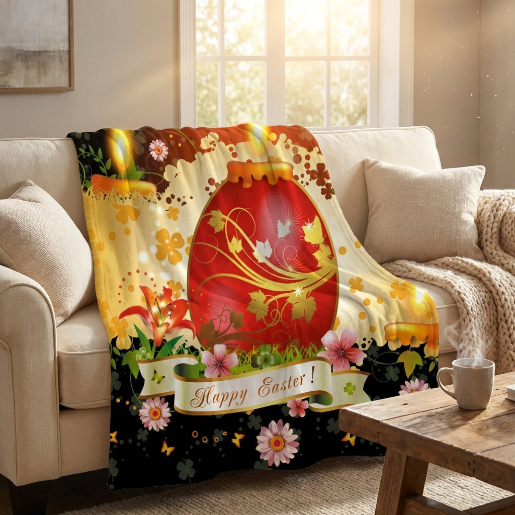 Funny Easter Flannel Blanket for Kids and Adults, Thick Couch Blanket for Sofa, Living Room, Birthday Bedroom Decor