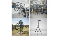 Floor-Standing Bike Repair Stand with Clamp Telescoping Cycle Stand with Tray Rotating Bike Holder Heavy-Duty for Cyclists, Home Garage
