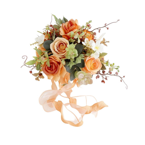 Bridal Bouquet with Ribbons Satin Flowers Reusable for Brides