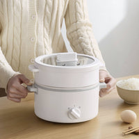 Multifunction Cooking Pot Ceramic-Coated Electric Cooker with Glass Lid Electric Hot Pot Nonstick Cooker with Lid Even-Heating
