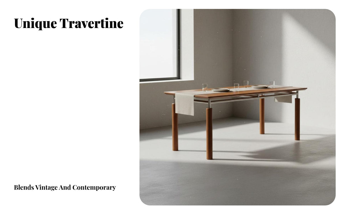Bauhaus Inspired Rock Slab Dining Table Artistic Design Century-Century Modern Table Retro Design Home Furniture Easy to Clean for Families, Homeowners, Apartment Dwellers, Living Room