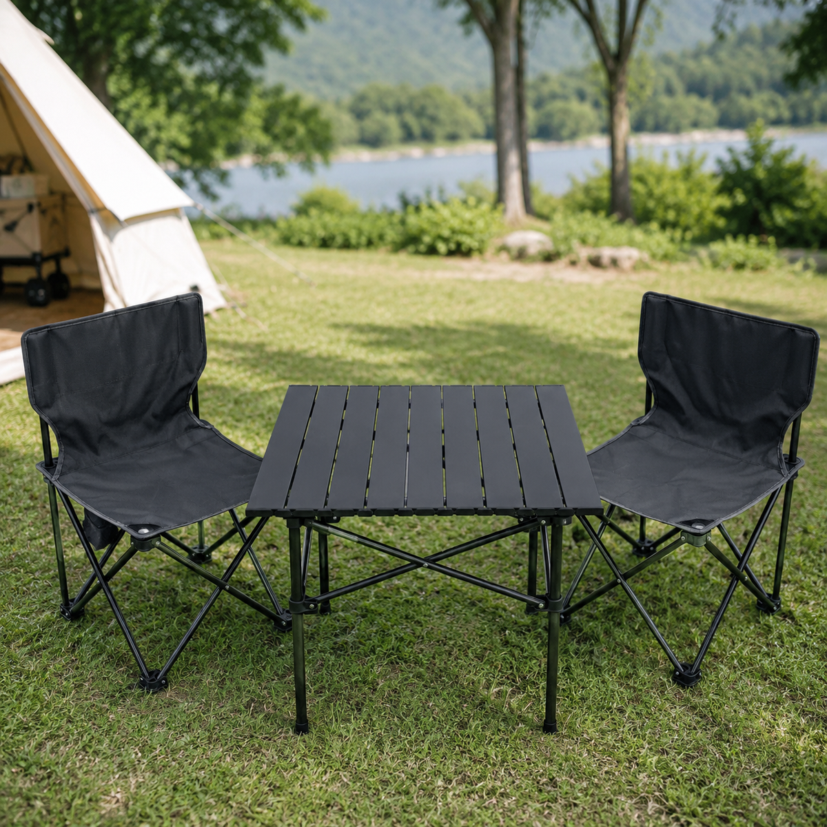 folding camping table and chairs set