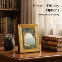 Photo Frame with Vintage Gold Design for Home Decor, Family Picture for Children's Art